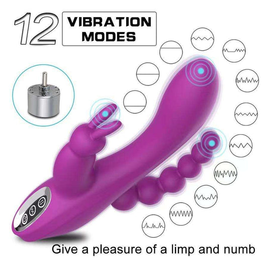 3 in 1 G-Spot Rabbit Dildo Vibrator
